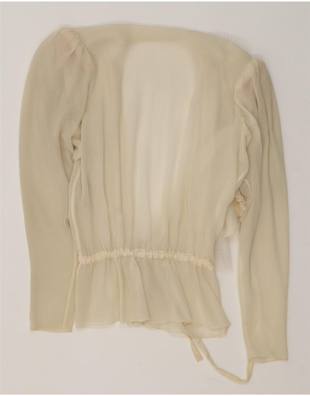 Vintage Damen Durchsichtige Wickelbluse Top UK 16 Large Off White