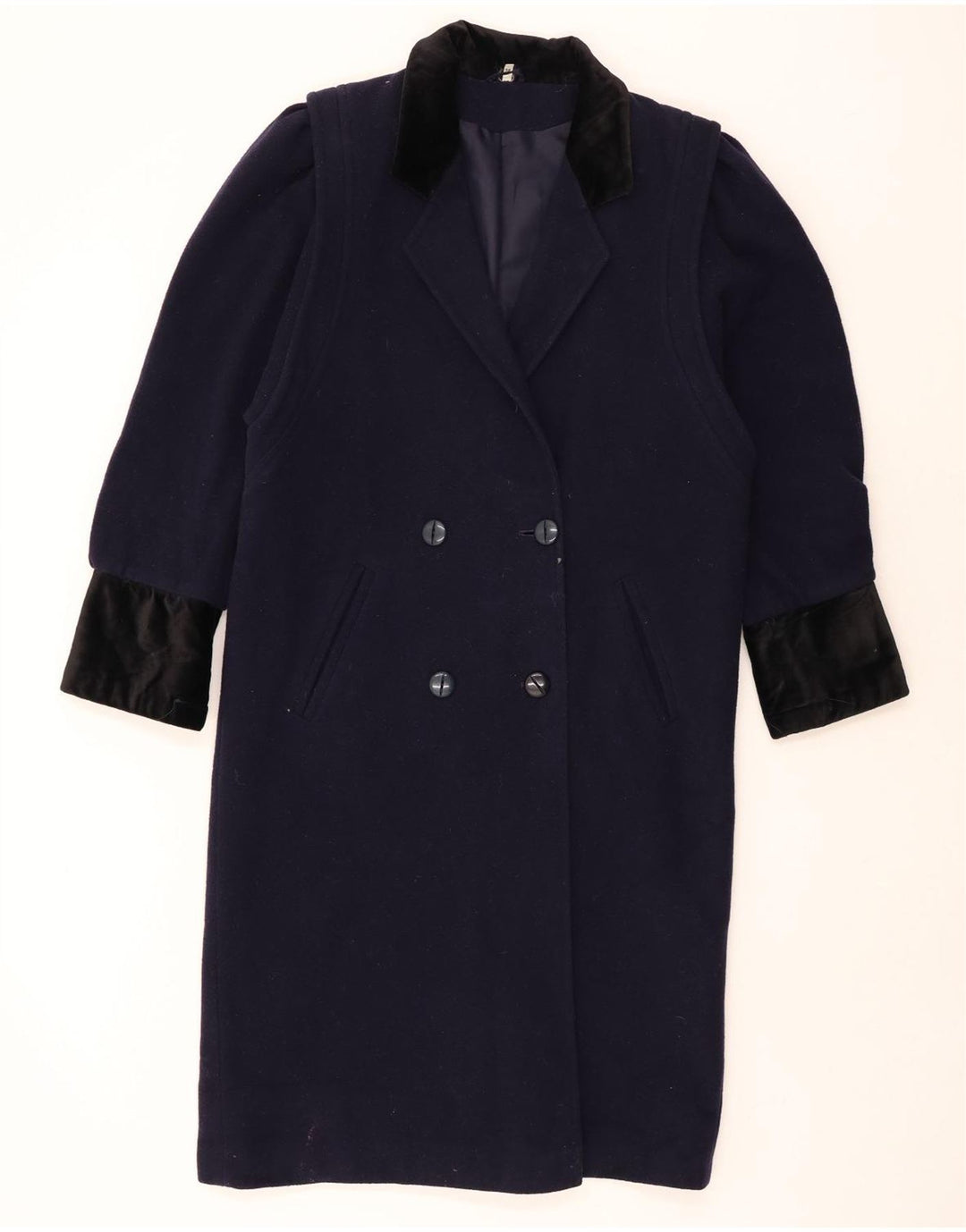 VINTAGE Womens Double Breasted Coat UK 16 Large Navy Blue Vintage Vintage and Second-Hand Vintage from Messina Hembry 