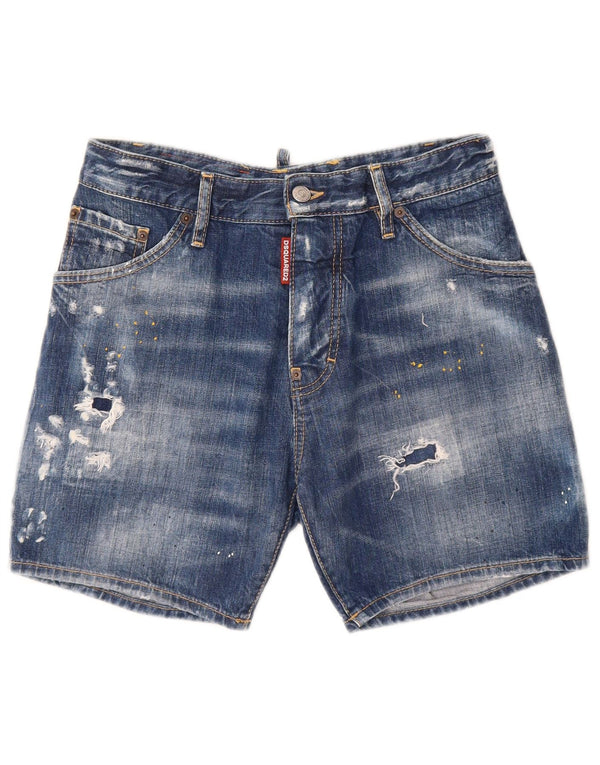 Dsquared2 Damen Distressed Denim Shorts IT 44 Medium W28 Blaue Baumwolle