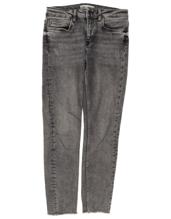 Zara Damen Slim Jeans EU 36 XS W26 L26 Graue Baumwolle