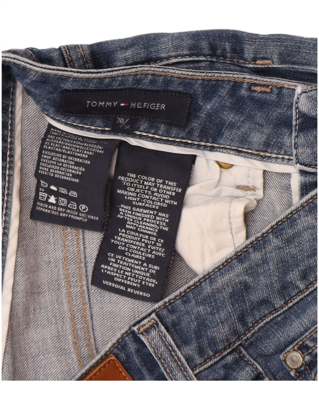 Tommy Hilfiger Damen Jeansshorts W30 mittelblaue Baumwolle