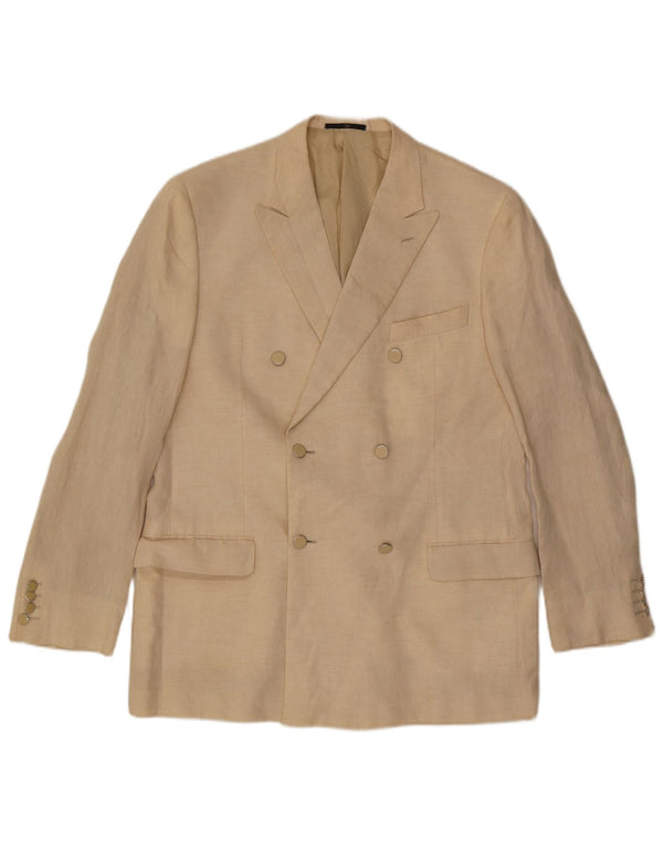 Valentino Herren Zweireihiger Blazer IT 54 2XL Beige Leinen