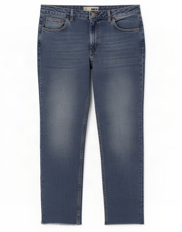 Topshop Damen Tapered Jeans W34 L26 Blaue Baumwolle
