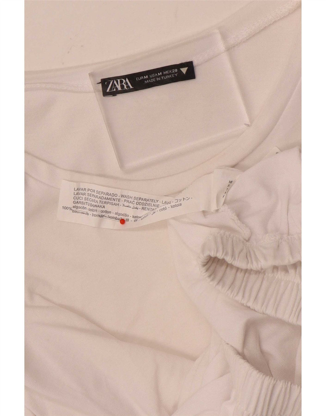 Zara Damen Crop Bluse Top UK 12 Mittelweiße Baumwolle