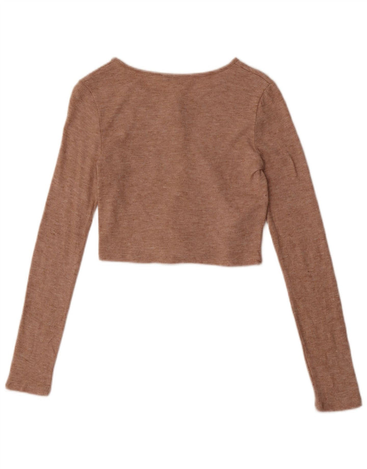 Zara Damen Crop Top UK 8 Small Beige meliert