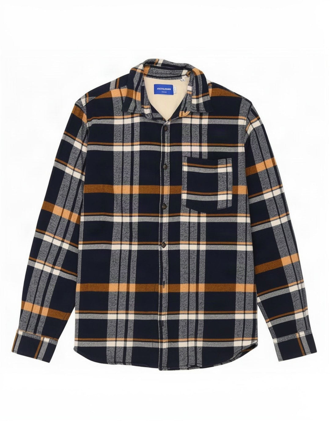 Jack & Jones Herren-Flanellhemd, mittelgroß, marineblau, kariert, Baumwolle