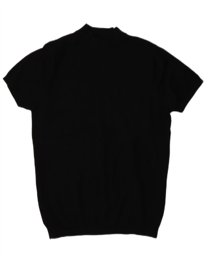 Zara Herren Kurzarm Rollkragenpullover Pullover Small Schwarz
