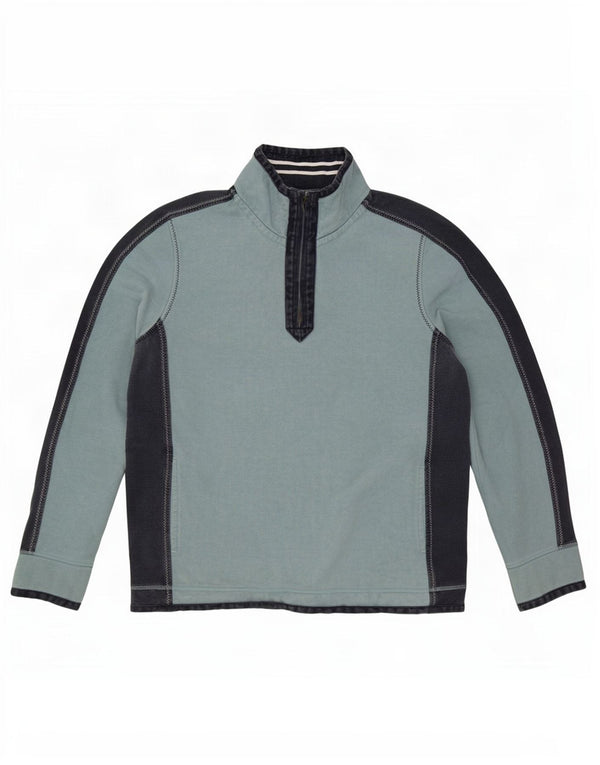 Fat Face Herren-Sweatshirt mit Reißverschluss am Hals, XL, Blau, Colourblock-Baumwolle