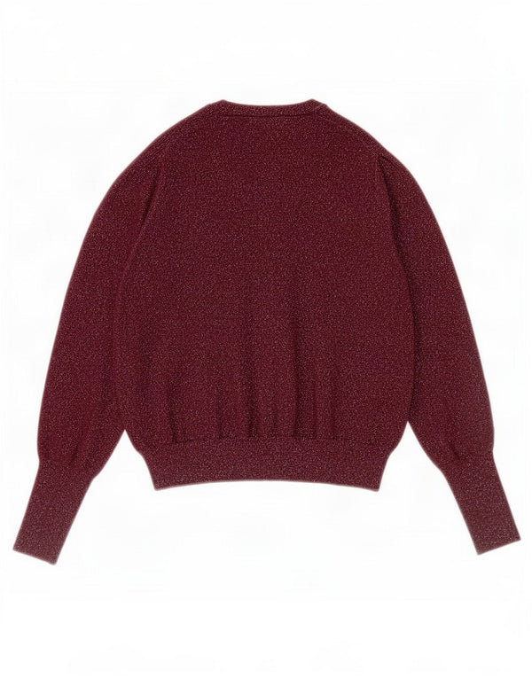 Marks & Spencer Damen Crop Cardigan Pullover UK 14 Medium Burgundy Meliert