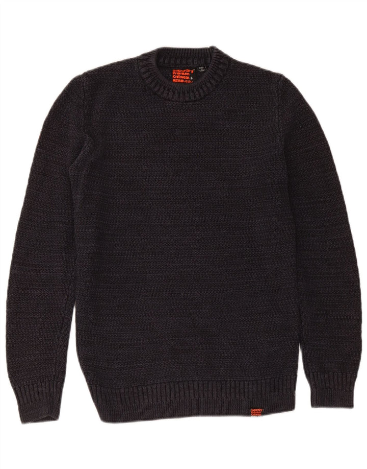Superdry Herren-Pullover mit Rundhalsausschnitt, Größe S, marineblaue Baumwolle