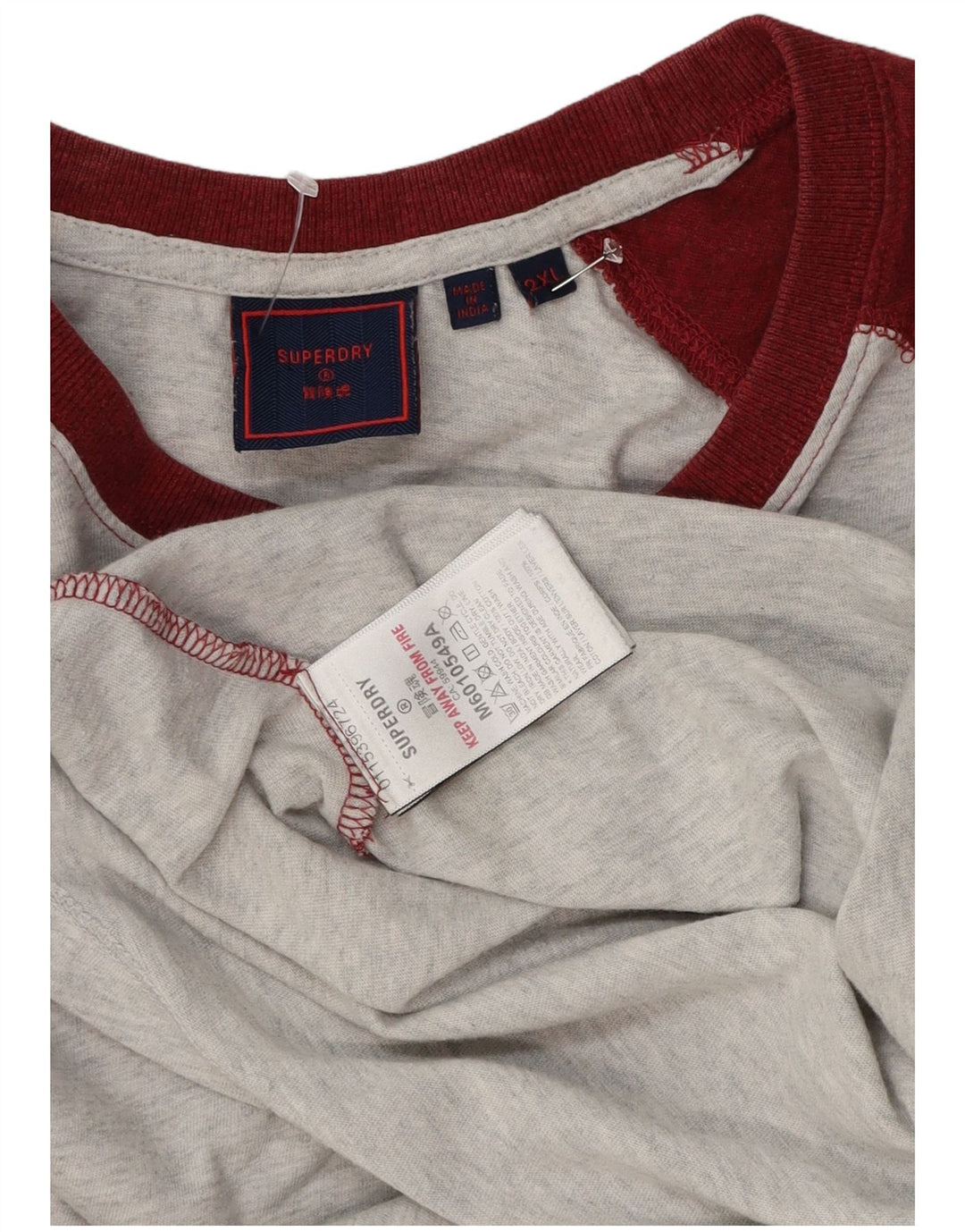 Superdry Herren-Oberteil, langärmelig, 2XL, Grau, Colourblock-Baumwolle