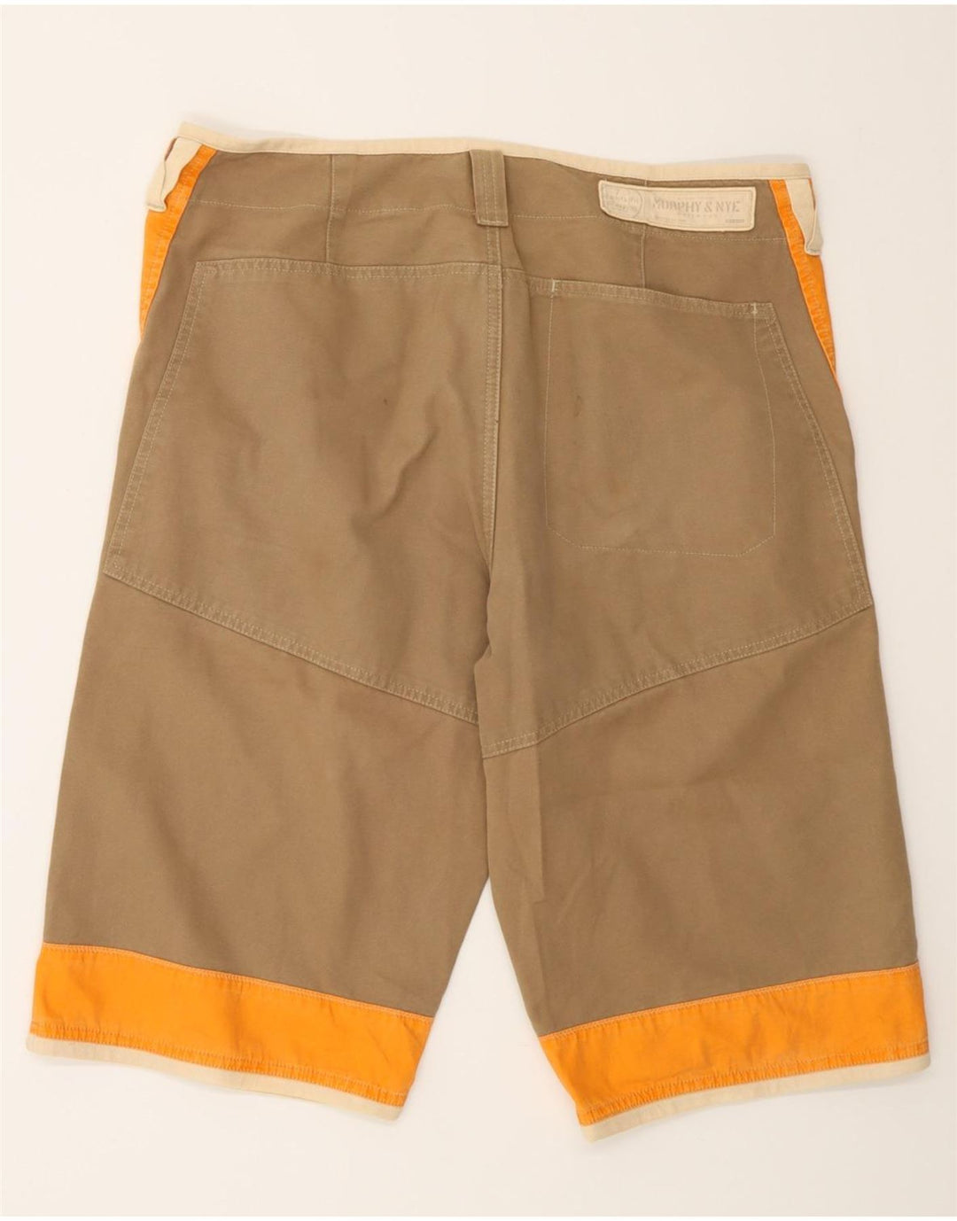 Murphy & Nye Herren Sailwear Shorts W33 Mittelorange Colourblock-Baumwolle