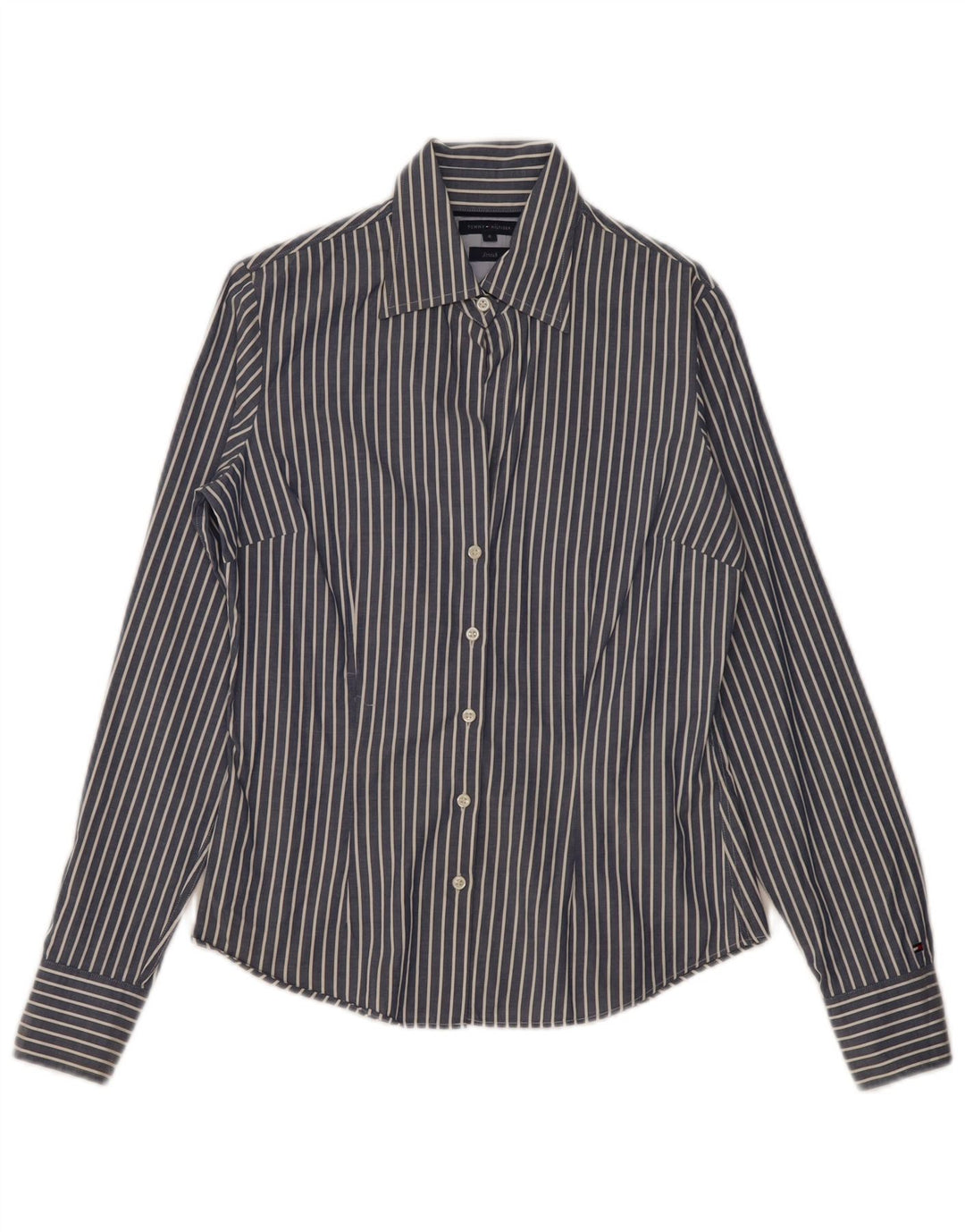 TOMMY HILFIGER Damen Hemd US 4 Small Marineblau Nadelstreifen