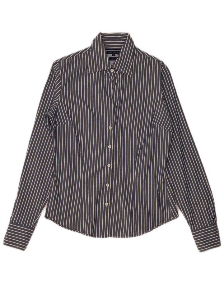TOMMY HILFIGER Damen Hemd US 4 Small Marineblau Nadelstreifen