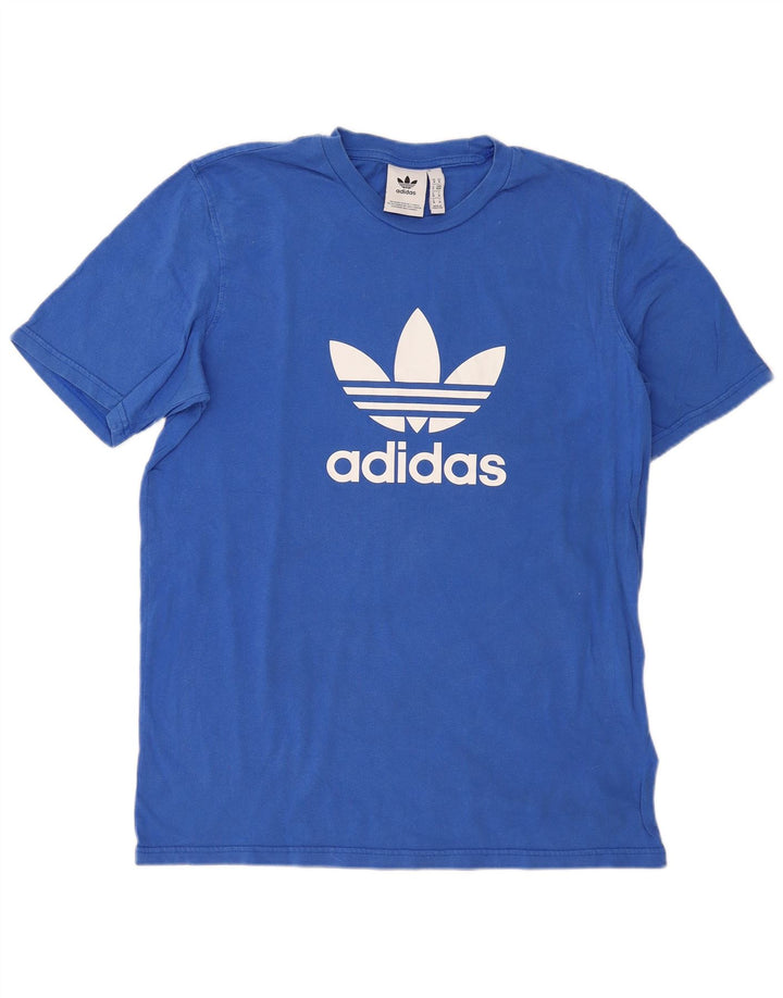 Adidas Herren Grafik-T-Shirt aus mittelblauer Baumwolle