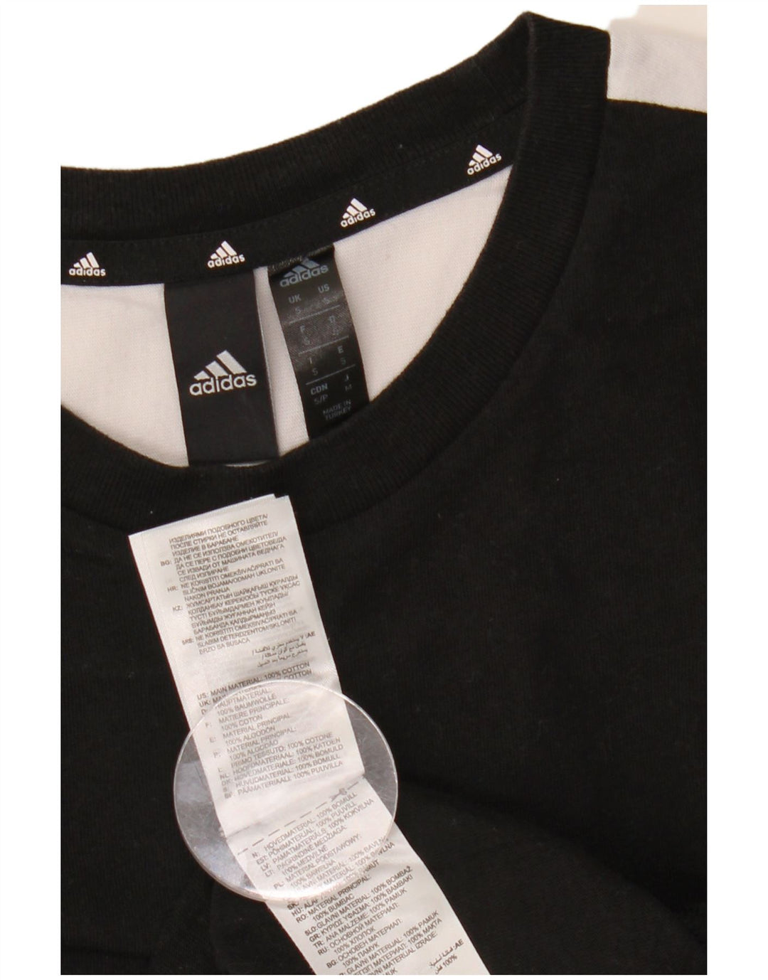 Adidas Herren T-Shirt Top Small Schwarz Colourblock Baumwolle