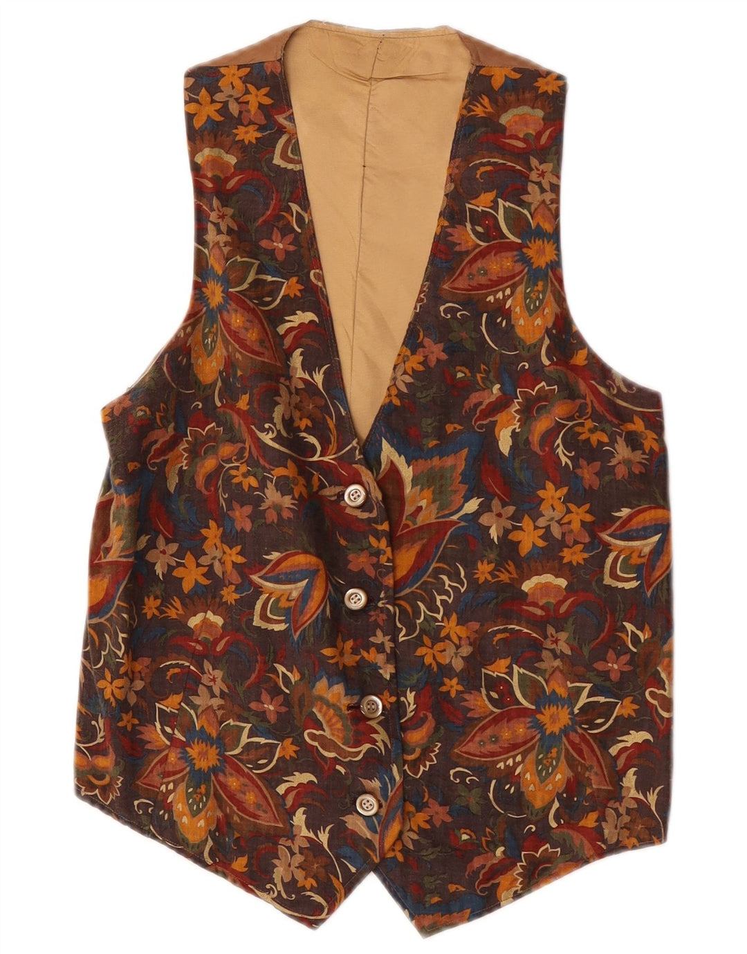 Vintage Herren Weste XS Braun Floral