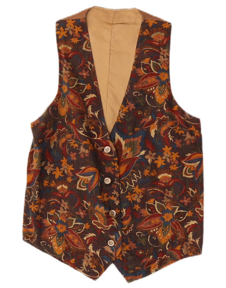 Vintage Herren Weste XS Braun Floral