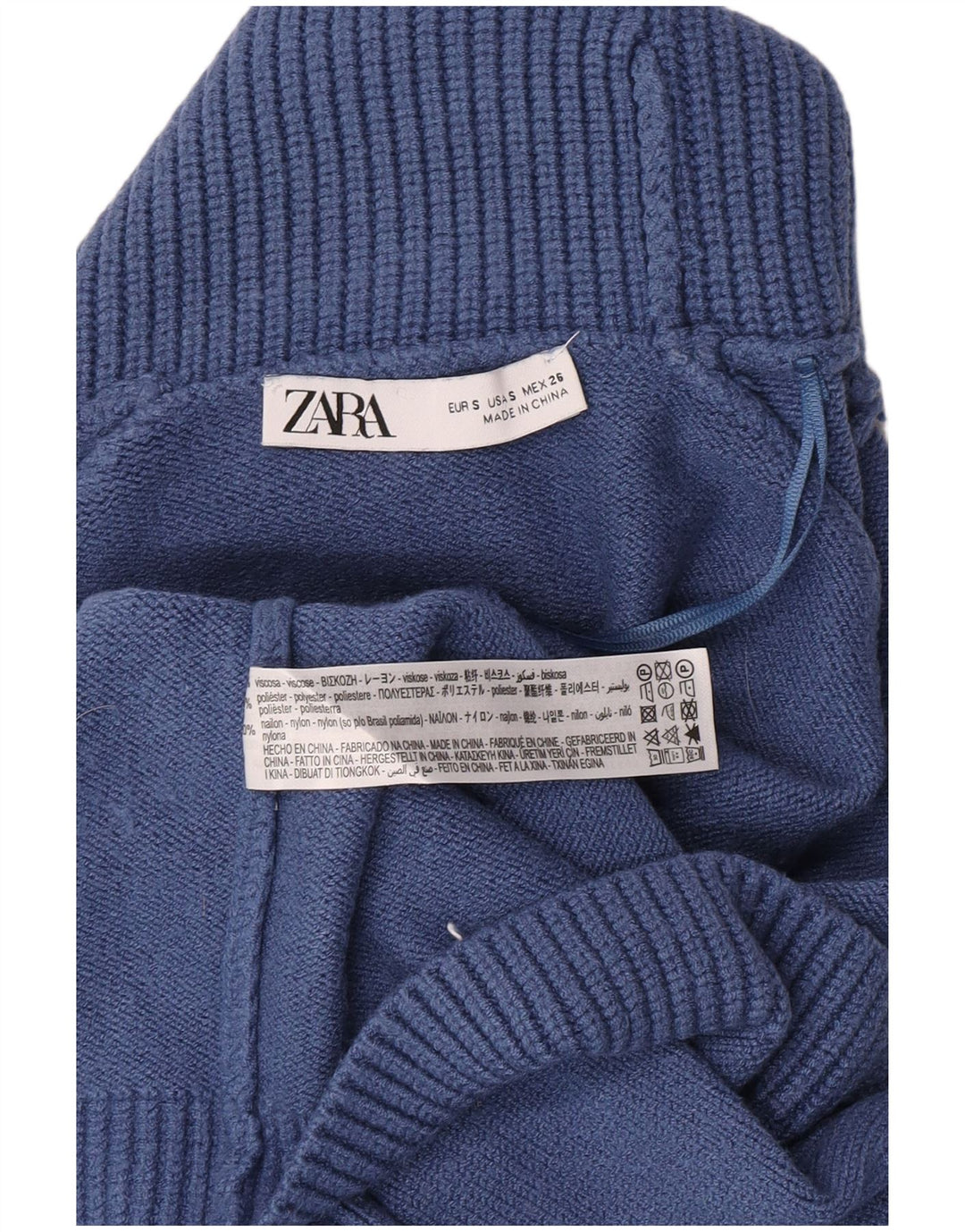 Zara Damen-Pullover, übergroß, bauchfrei, Rollkragenpullover, Gr. 10, klein, Blau