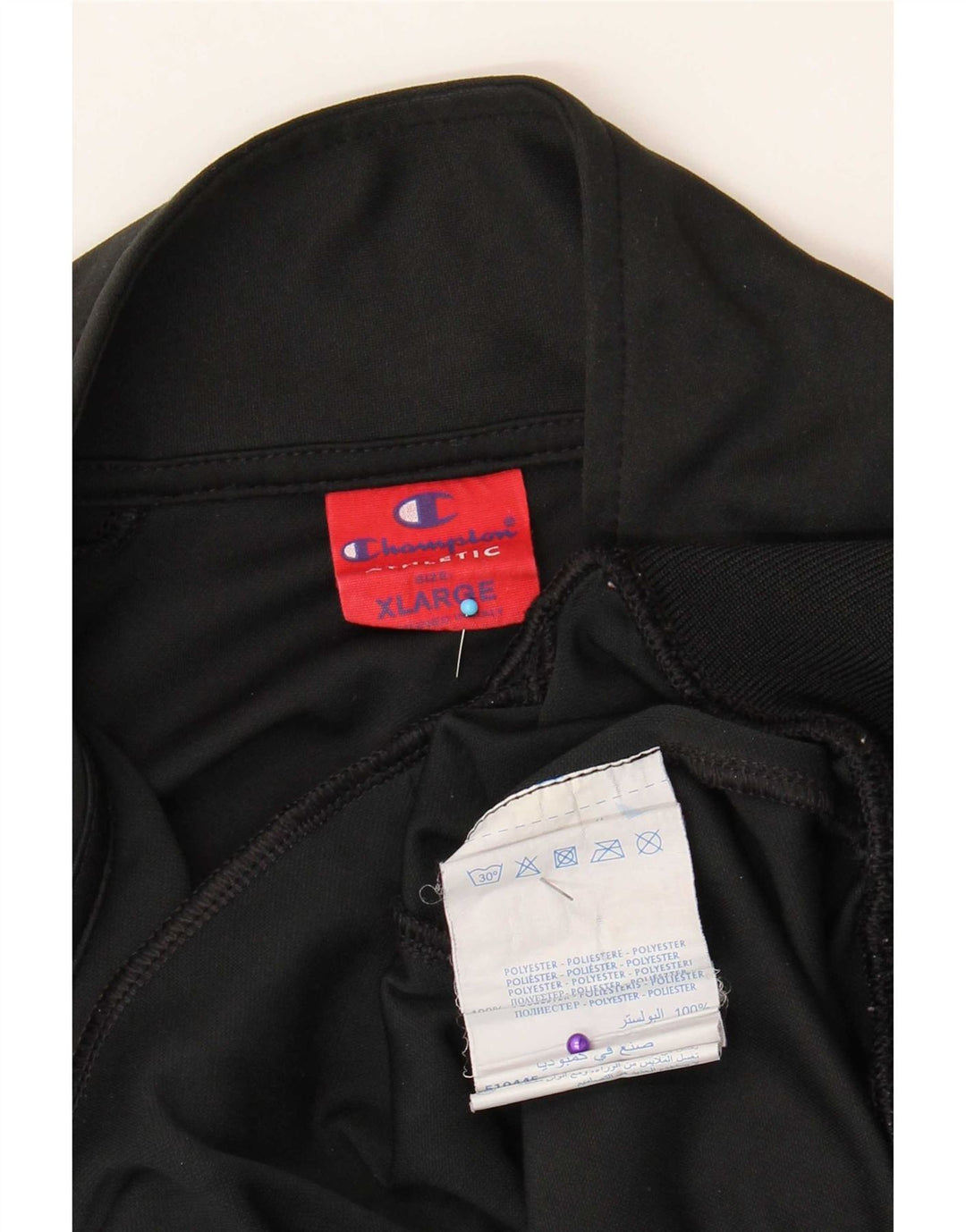 Champion Herren-Trainingsanzug-Top-Jacke XL, schwarzes Colourblock-Polyester