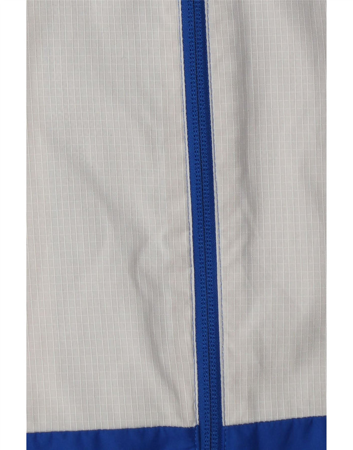Adidas Herren-Regenjacke mit Kapuze, UK 38, mittelblaues Colourblock-Polyester