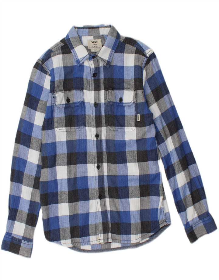VANS Boys Flannel Shirt 10-11 Years Medium Blue Check Cotton