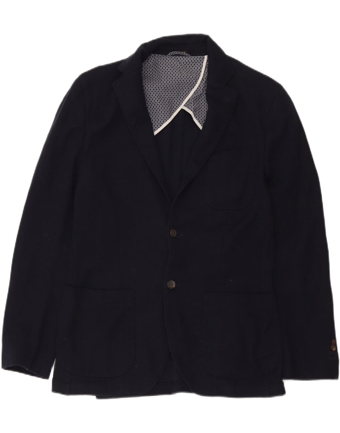 Massimo Dutti Herren-Blazer mit 2 Knöpfen, EU 50, mittelmarineblaue Baumwolle