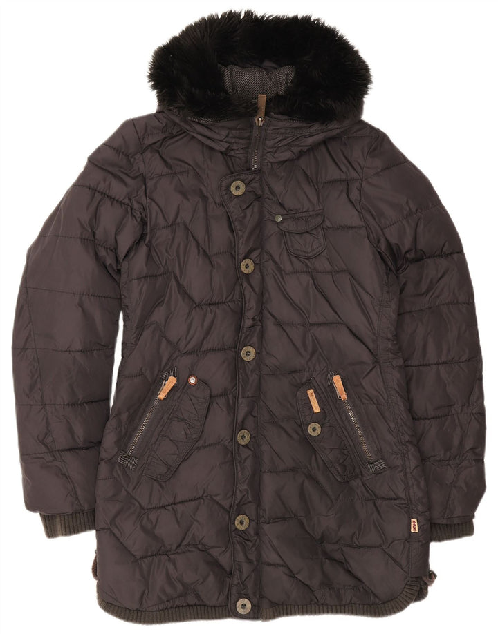 KHUJO gepolsterte Herrenjacke mit Kapuze, UK 40, Größe L, schwarzes Nylon