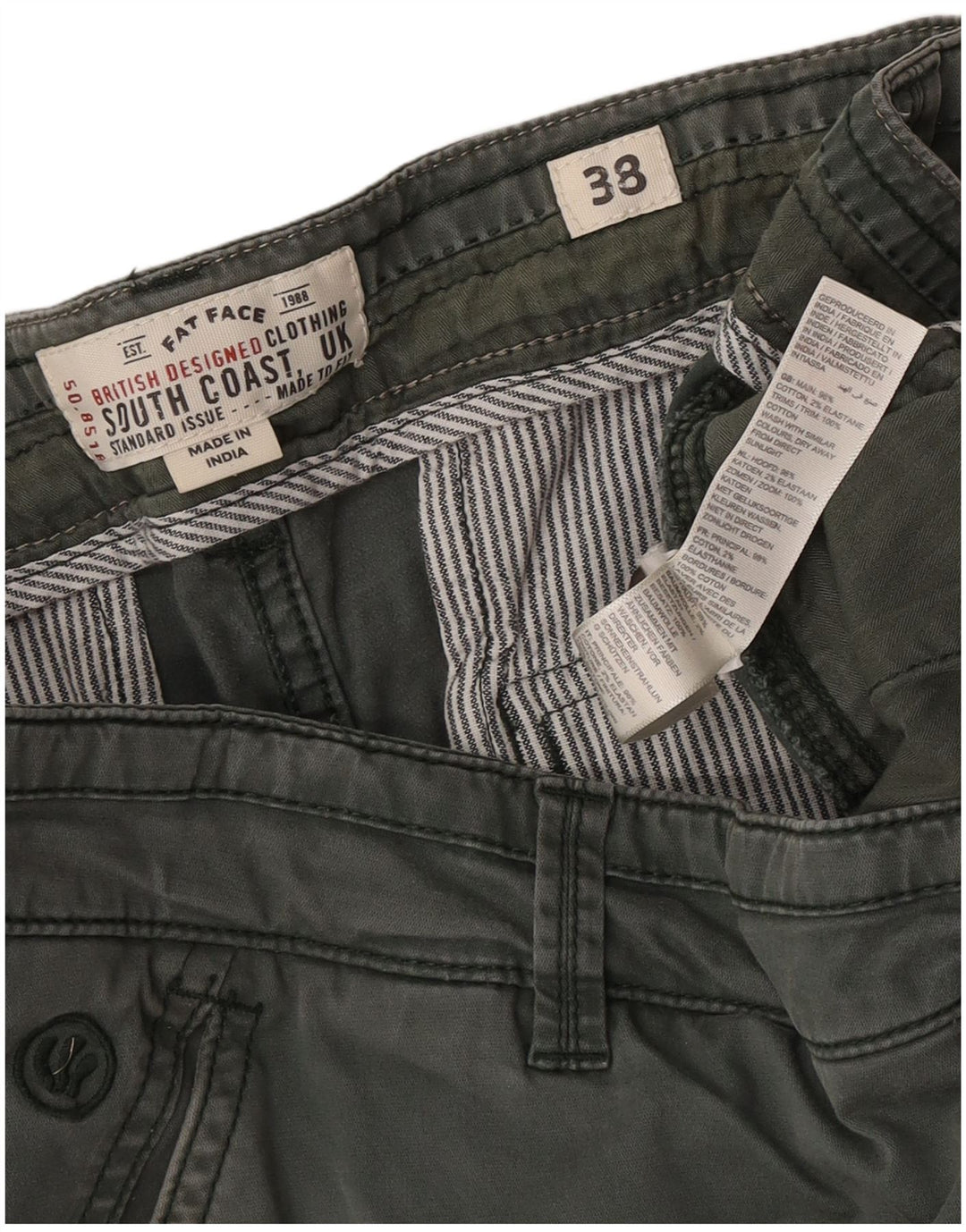 Fat Face Herren Regular Cargo Shorts W38 XL Grüne Baumwolle