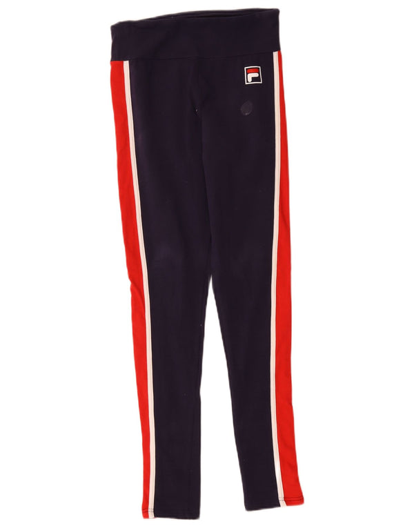 Fila Damen Leggings UK 10 Small Marineblau Farbblock