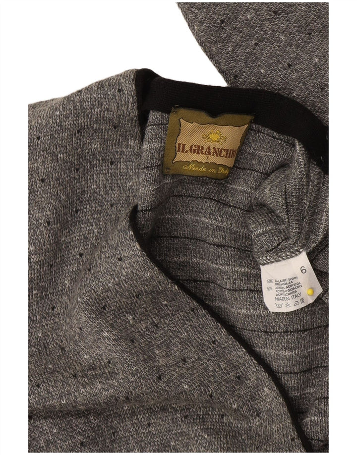 Il Granchio Herren-Strickjacke aus mittelgrau gesprenkelter Wolle