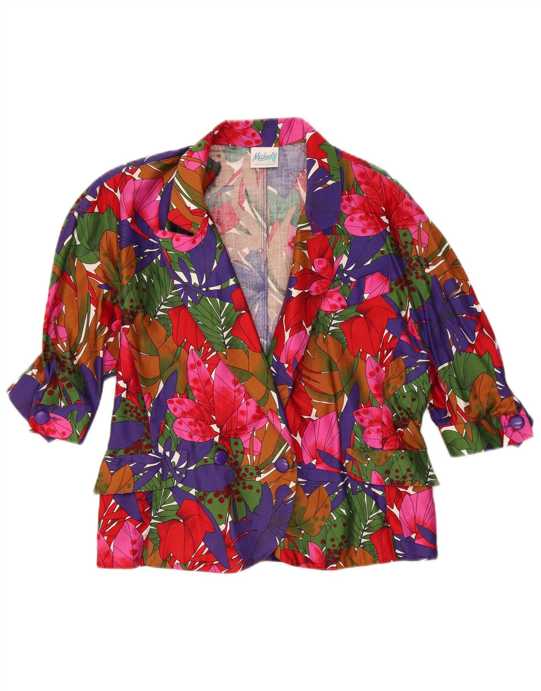 Michael H. Damen 1-Knopf-Blazerjacke US 16 2XL Mehrfarbig geblümt