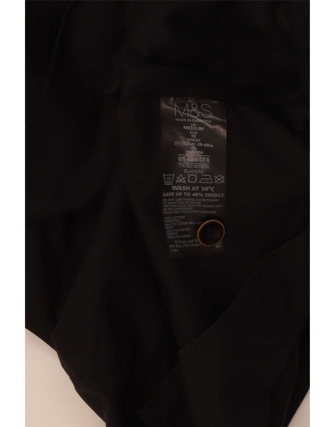 Marks & Spencer Herren-Utility-Jacke UK 38 Mittelschwarze Baumwolle