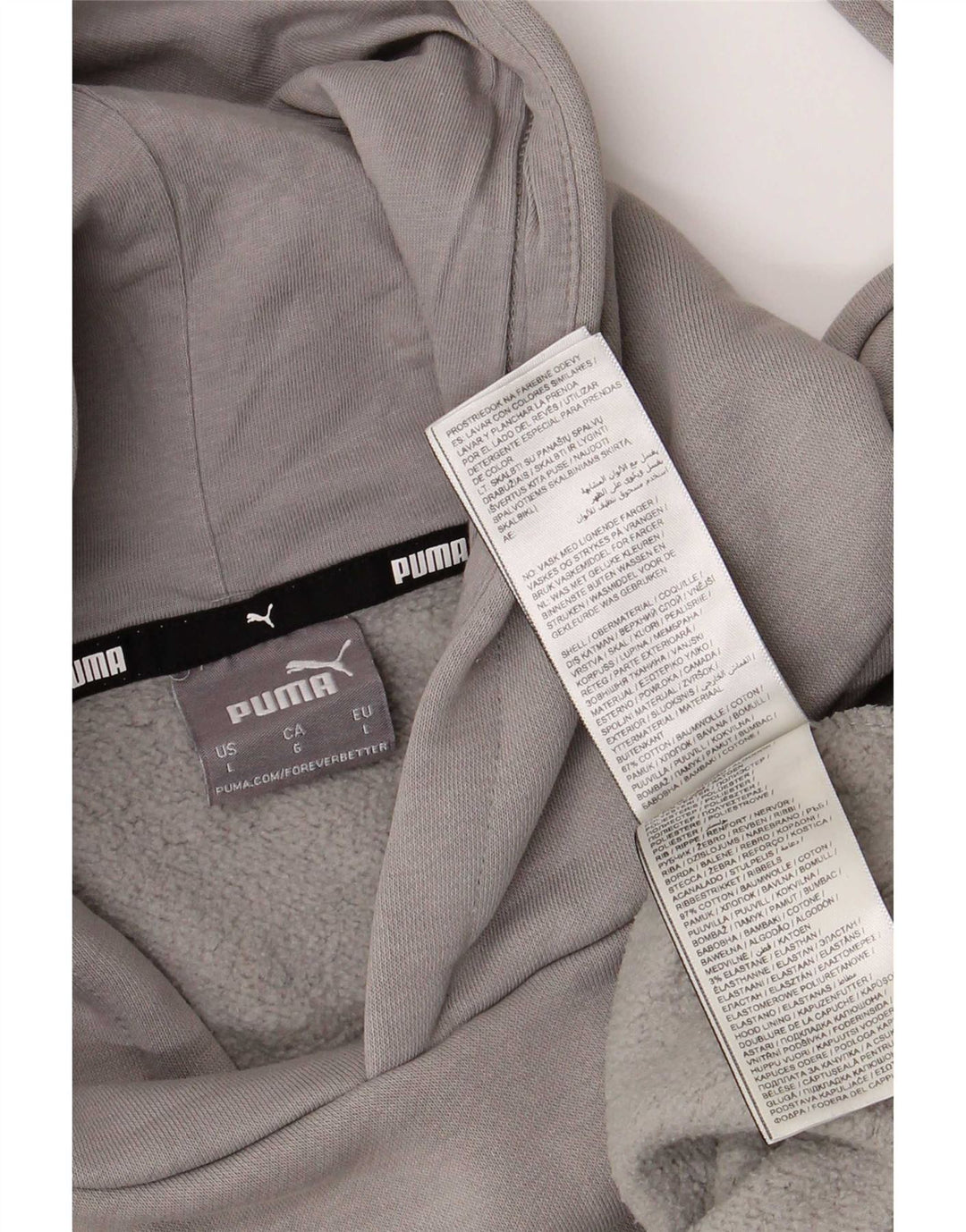 Puma Herren Kapuzenpullover, groß, graue Baumwolle