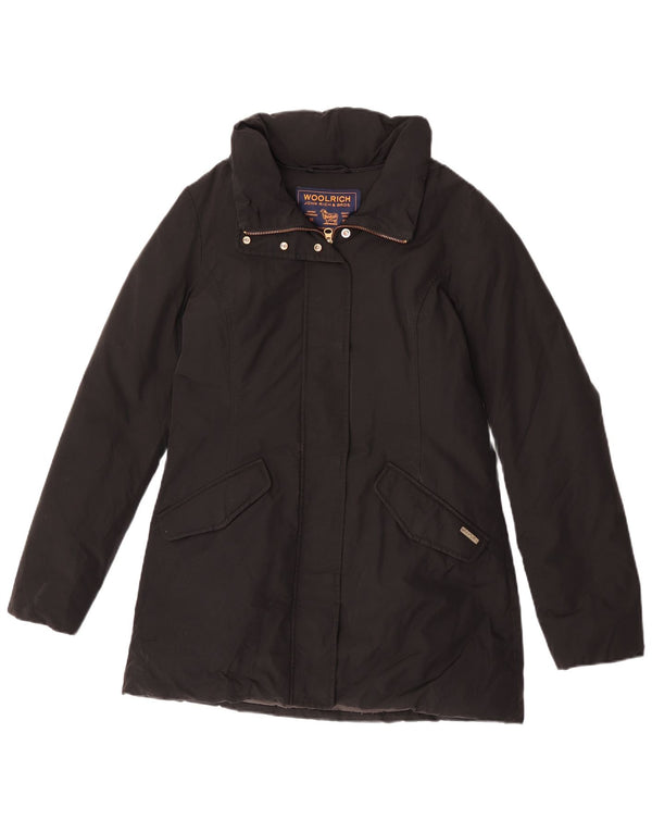 Woolrich Damen Wattierter Mantel UK 10 Small Schwarz Baumwolle