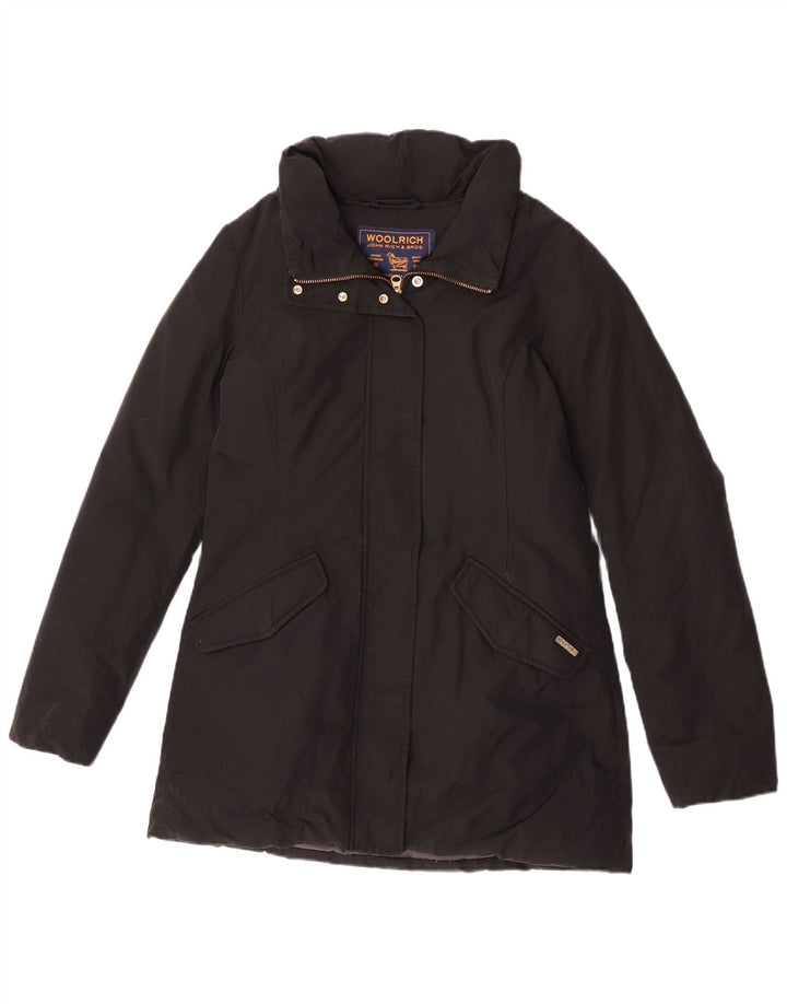 Woolrich Damen Wattierter Mantel UK 10 Small Schwarz Baumwolle