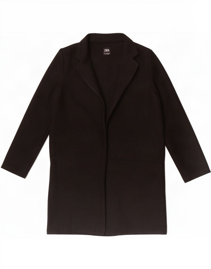 Zara Womens Open Overcoat UK 10 Small Schwarz