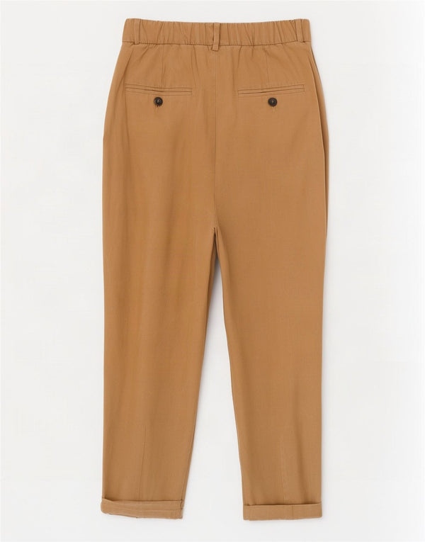 Zara Damen High Waist Tapered Chino Hose XS W24 L21 Beige