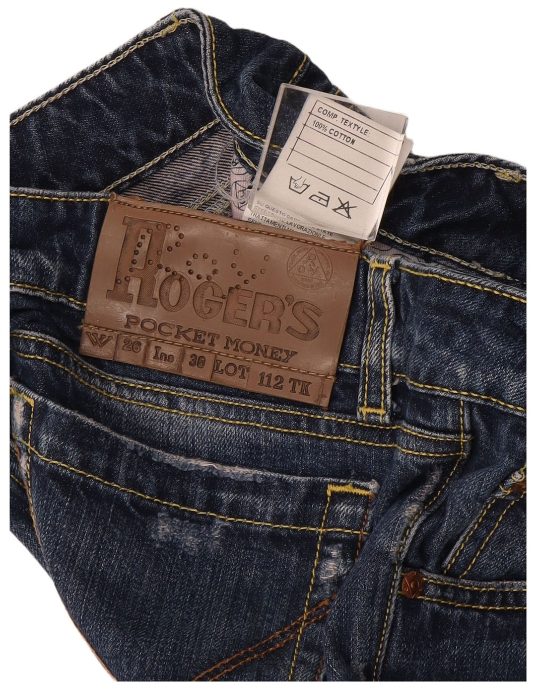 Roy Rogers Damen Distressed Straight Jeans W26 L32 Blaue Baumwolle