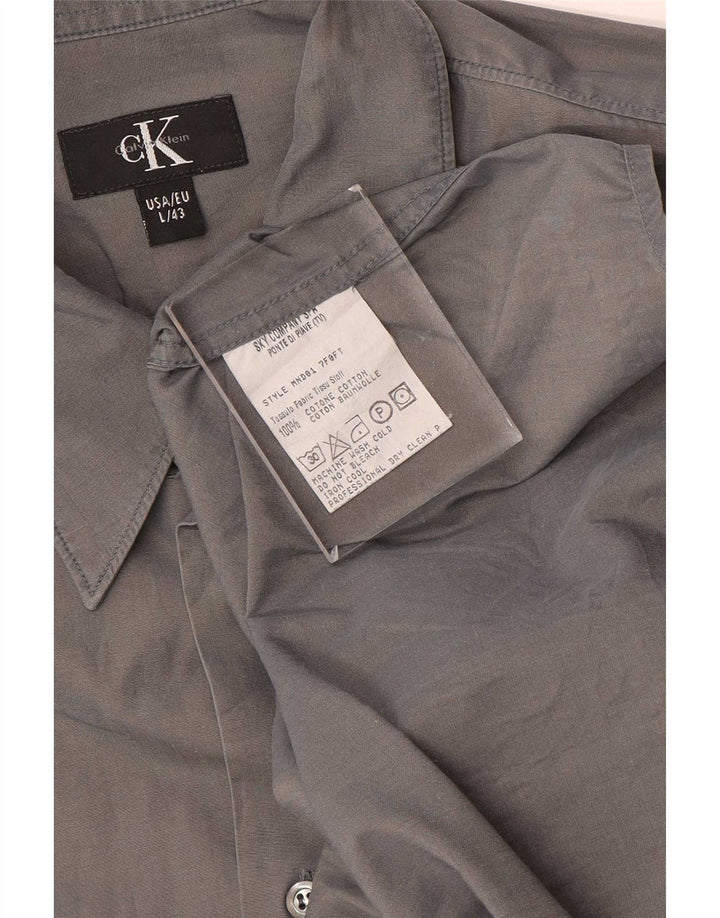 Calvin Klein Herrenhemd Größe 43 Große graue Baumwolle