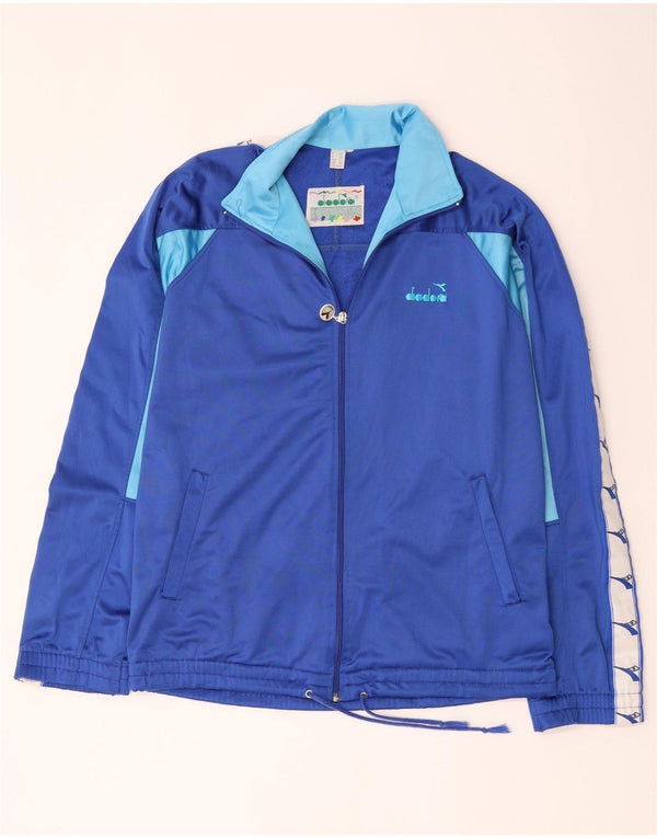 Diadora Herren-Trainingsanzugoberteil mit Grafik, UK 44, XL, Blau, Farbblock