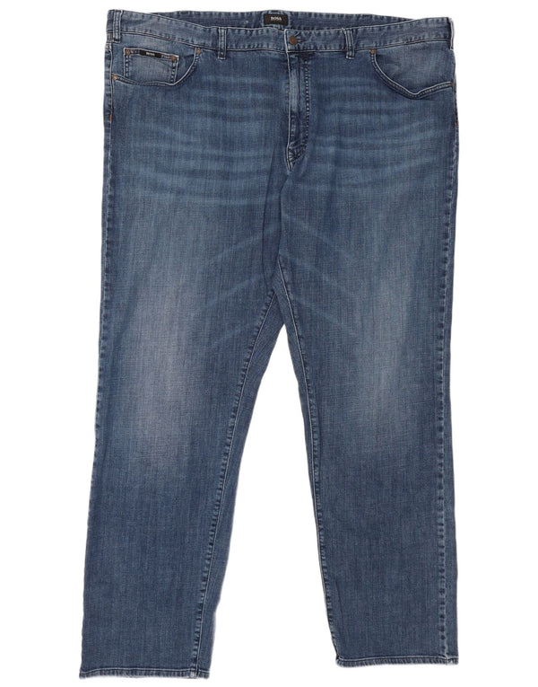 Hugo Boss Herren Straight Jeans W48 L34 Blaue Baumwolle