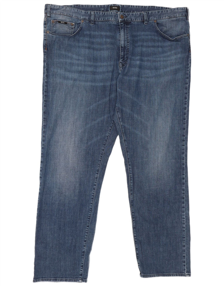 Hugo Boss Herren Straight Jeans W48 L34 Blaue Baumwolle