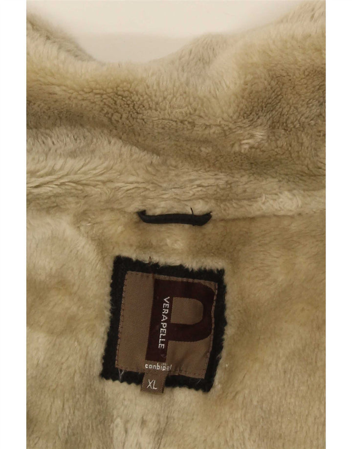 Conbipel Herren Shearling Jacke UK 42 XL Schwarzes Leder