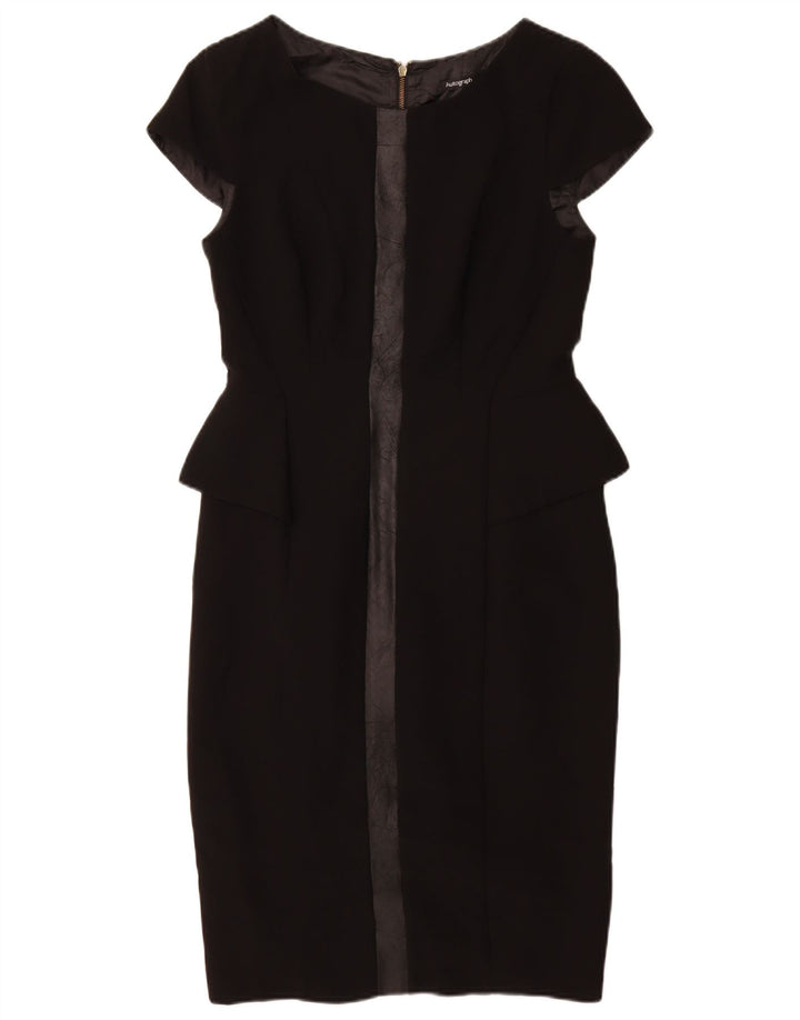 MARKS & SPENCER Damen Autograph Schößchenkleid UK 10 Small Schwarz Polyester