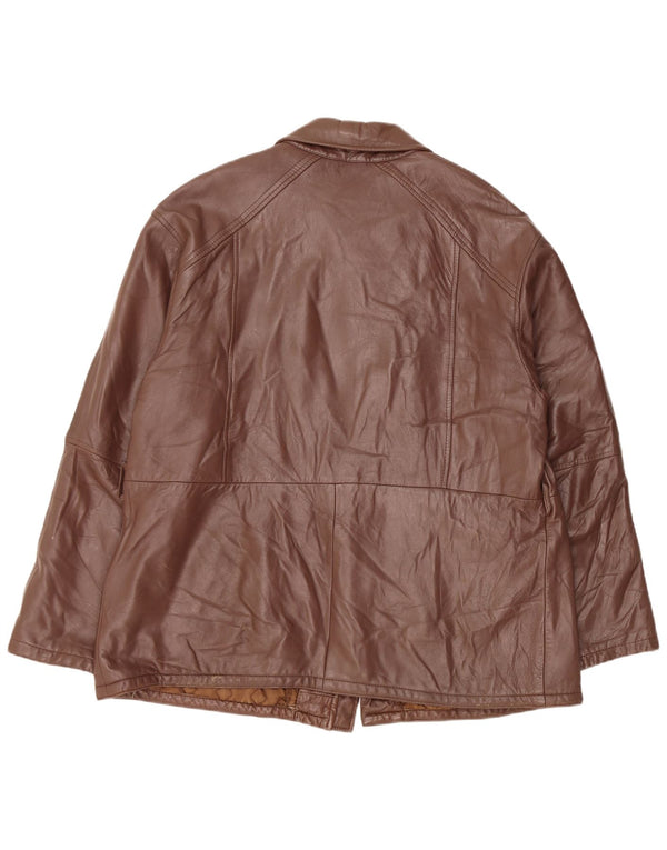 VINTAGE Herren Lederjacke IT 56 3XL Braun