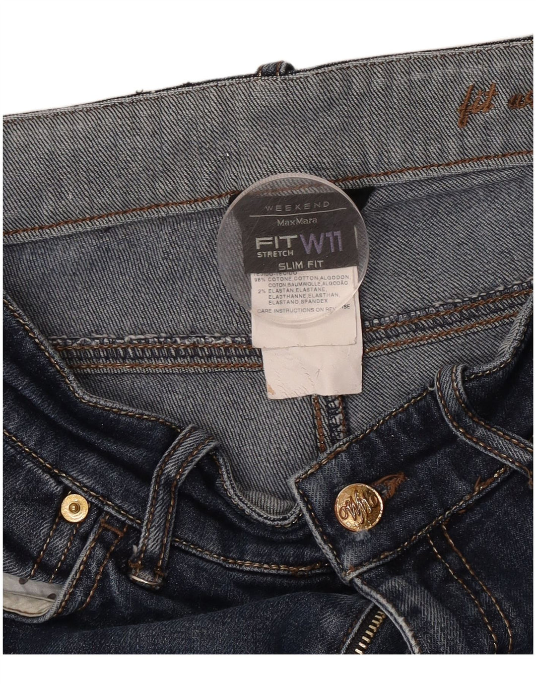 Max Mara Damen Weekend Slim Jeans W28 L26 Marineblaue Baumwolle