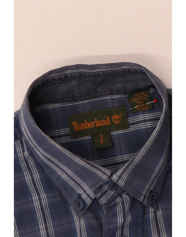 Timberland Herren-Kurzarmhemd, klein, blau kariert, Baumwolle