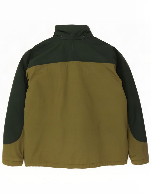 Lands End Mens Windbreaker Jacket UK 46/48 XL Khaki Colourblock Nylon