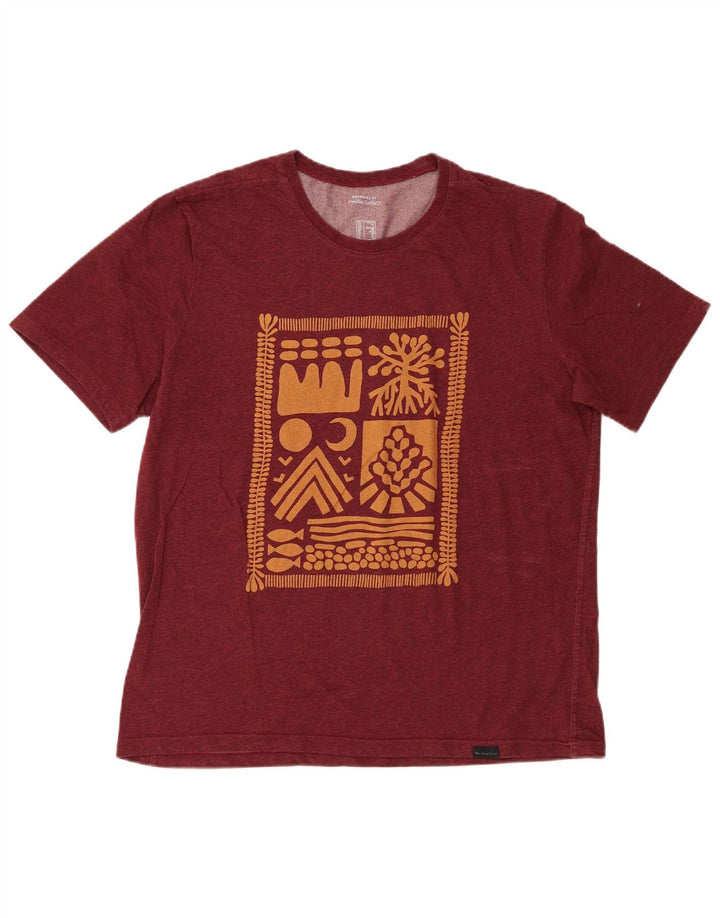 Decathlon Herren T-Shirt mit Grafik, Größe L, Burgunderrot